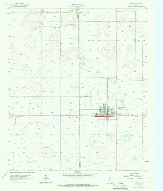 Classic USGS Lorenzo Texas 7.5'x7.5' Topo Map Image