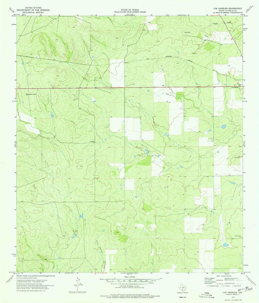 Classic USGS Los Angeles Texas 7.5'x7.5' Topo Map Image
