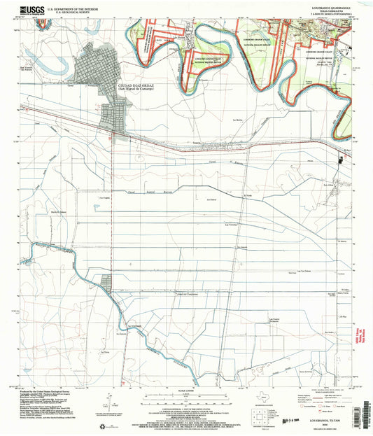 Classic USGS Los Ebanos Texas 7.5'x7.5' Topo Map Image
