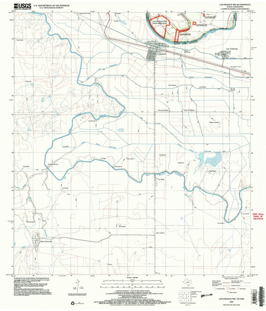 Classic USGS Los Ebanos NW Texas 7.5'x7.5' Topo Map Image