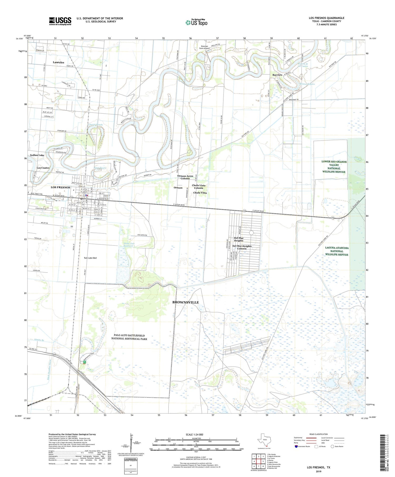 Los Fresnos Texas US Topo Map Image