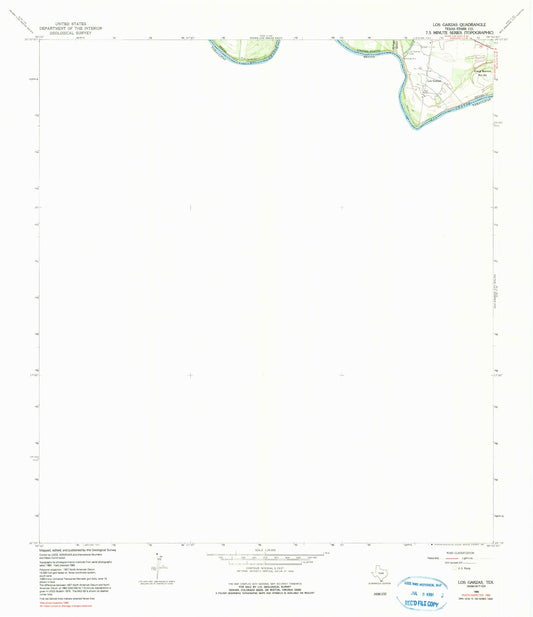 Classic USGS Los Garzas Texas 7.5'x7.5' Topo Map Image