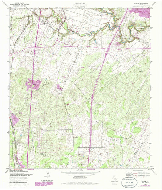 Classic USGS Losoya Texas 7.5'x7.5' Topo Map Image