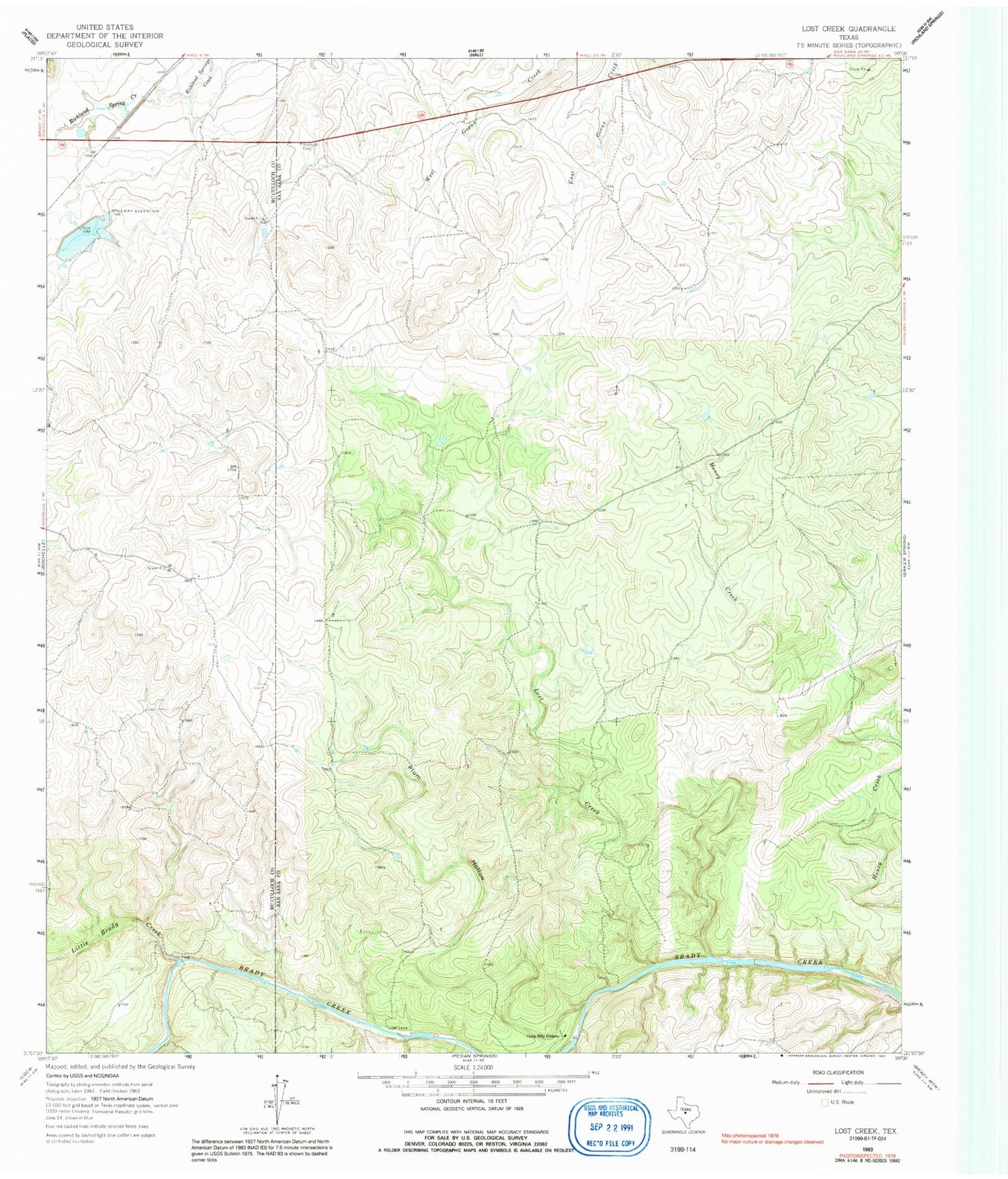 Classic USGS Lost Creek Texas 7.5'x7.5' Topo Map Image