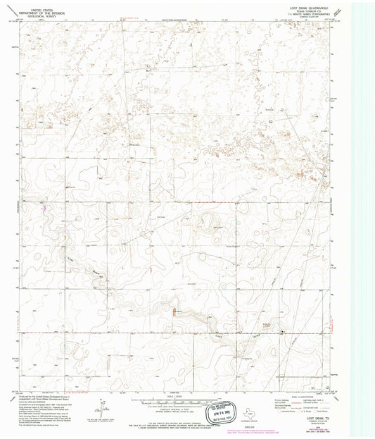 Classic USGS Lost Draw Texas 7.5'x7.5' Topo Map Image
