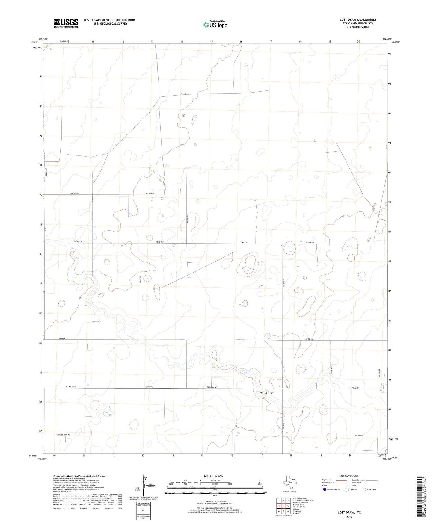 Lost Draw Texas US Topo Map Image