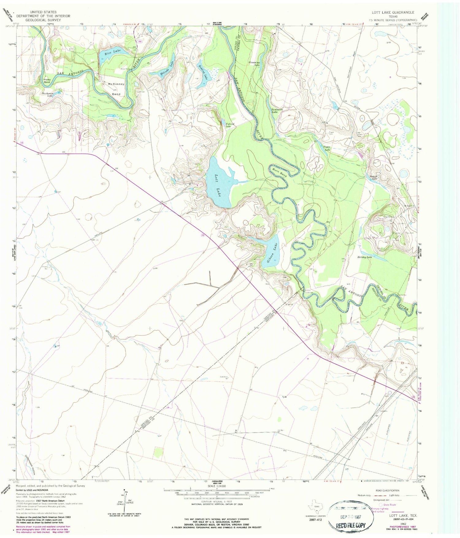 Classic USGS Lott Lake Texas 7.5'x7.5' Topo Map Image