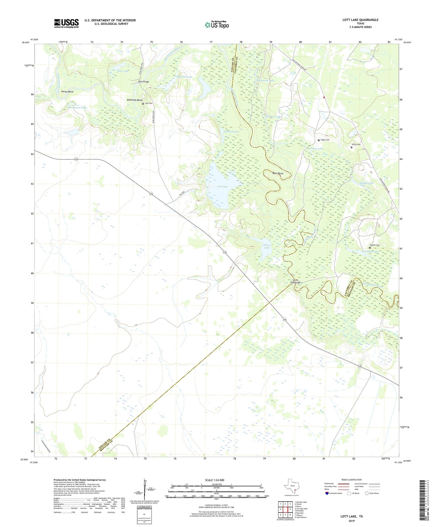 Lott Lake Texas US Topo Map Image