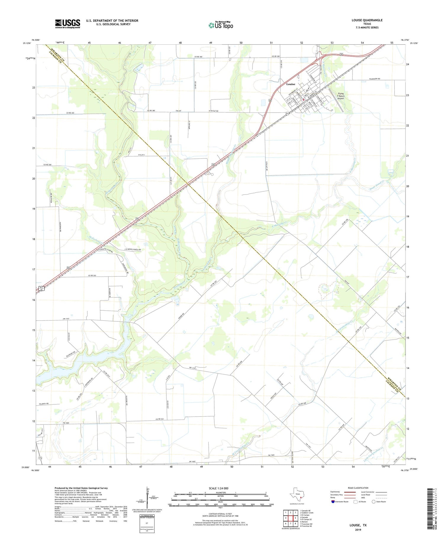 Louise Texas US Topo Map Image