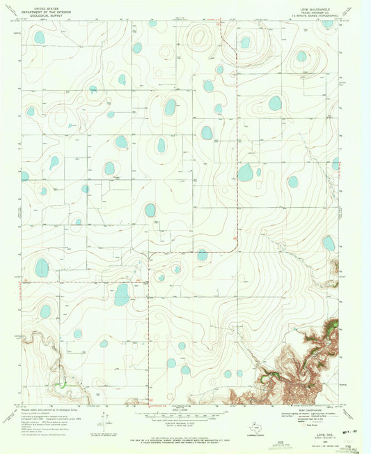 Classic USGS Love Texas 7.5'x7.5' Topo Map Image