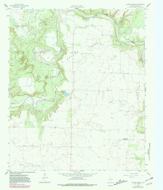 Classic USGS Lovers Resort Texas 7.5'x7.5' Topo Map Image