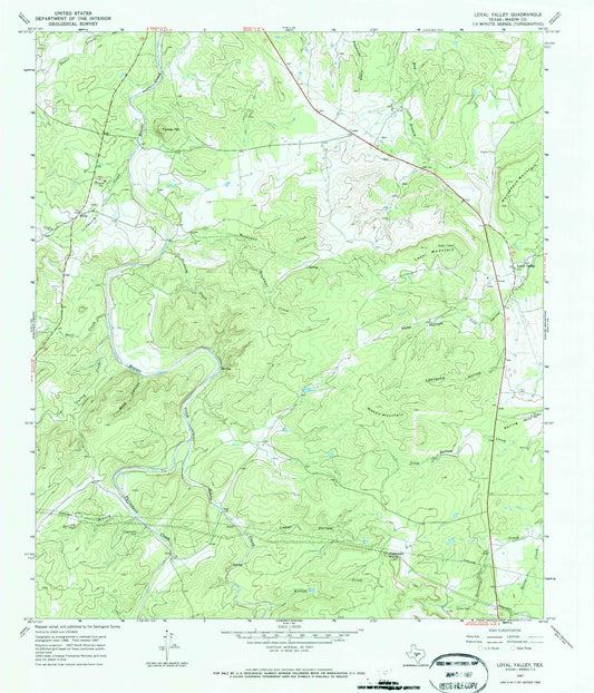 Classic USGS Loyal Valley Texas 7.5'x7.5' Topo Map Image