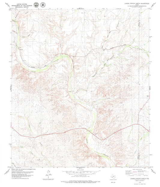 Classic USGS Lozier Canyon North Texas 7.5'x7.5' Topo Map Image