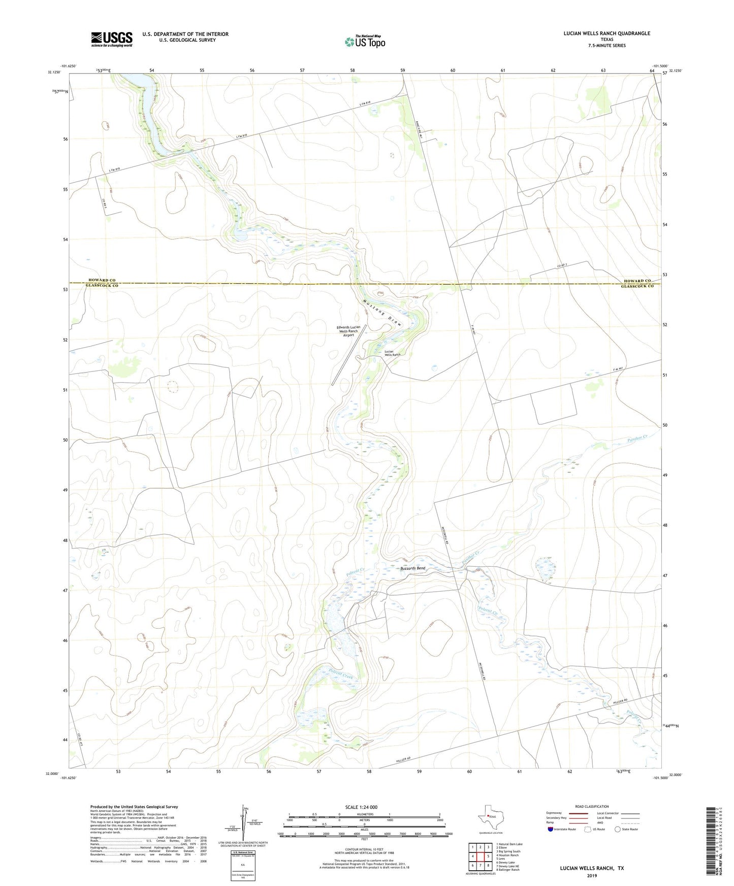 Lucian Wells Ranch Texas US Topo Map Image