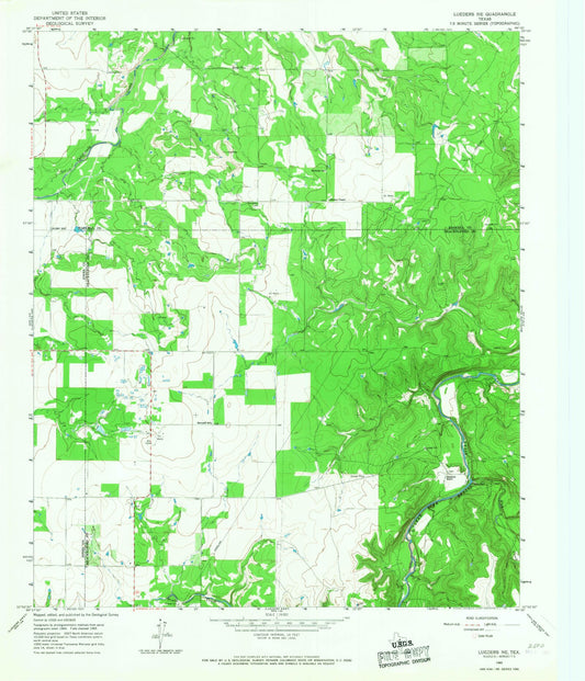 Classic USGS Lueders NE Texas 7.5'x7.5' Topo Map Image