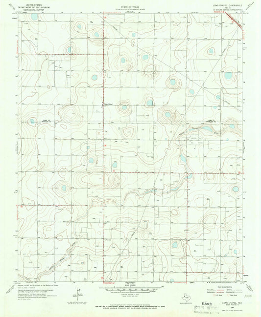 Classic USGS Lums Chapel Texas 7.5'x7.5' Topo Map Image