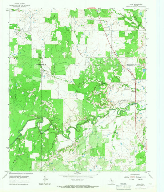 Classic USGS Lusk Texas 7.5'x7.5' Topo Map Image