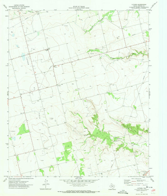 Classic USGS Luther Texas 7.5'x7.5' Topo Map Image