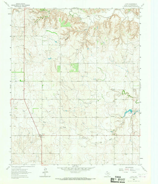 Classic USGS Lutie Texas 7.5'x7.5' Topo Map Image
