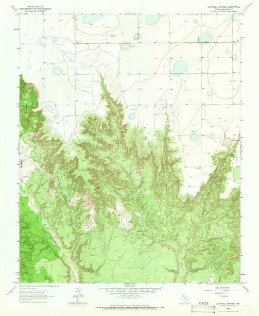 Classic USGS Luttrell Springs Texas 7.5'x7.5' Topo Map Image