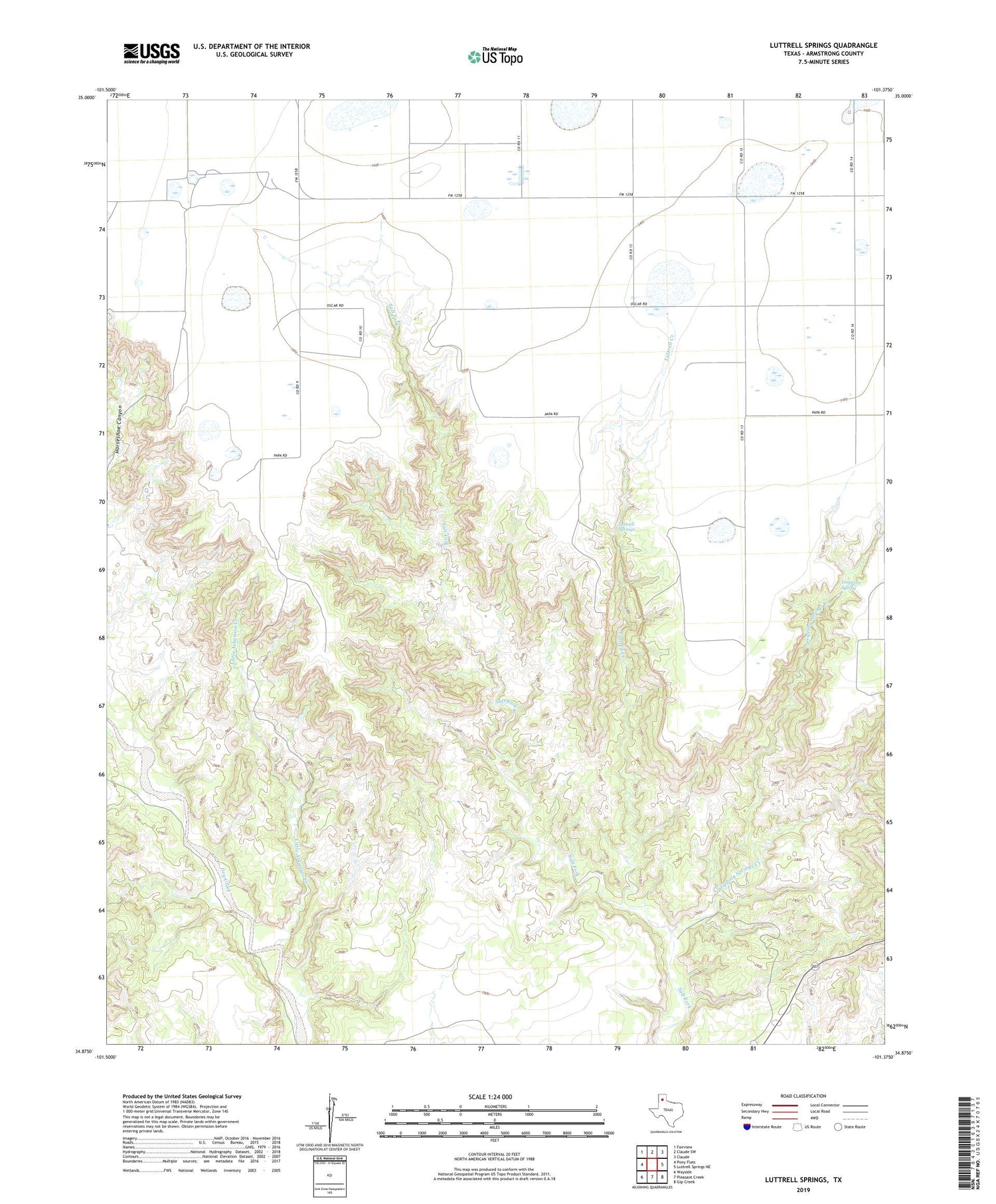 Luttrell Springs Texas US Topo Map Image