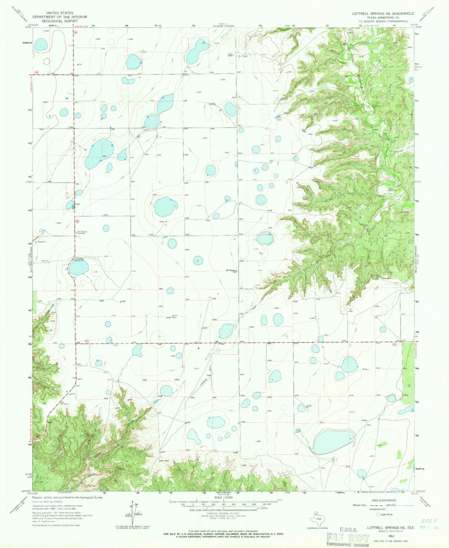 Classic USGS Luttrell Springs NE Texas 7.5'x7.5' Topo Map Image
