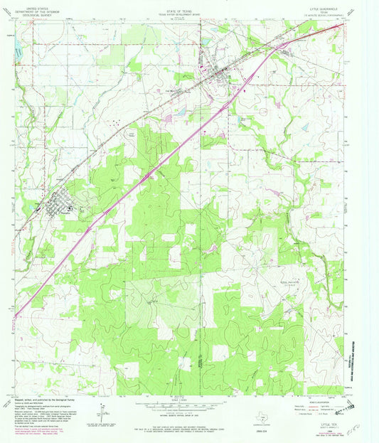 Classic USGS Lytle Texas 7.5'x7.5' Topo Map Image