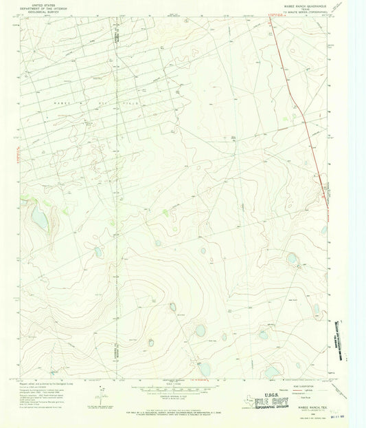 Classic USGS Mabee Ranch Texas 7.5'x7.5' Topo Map Image