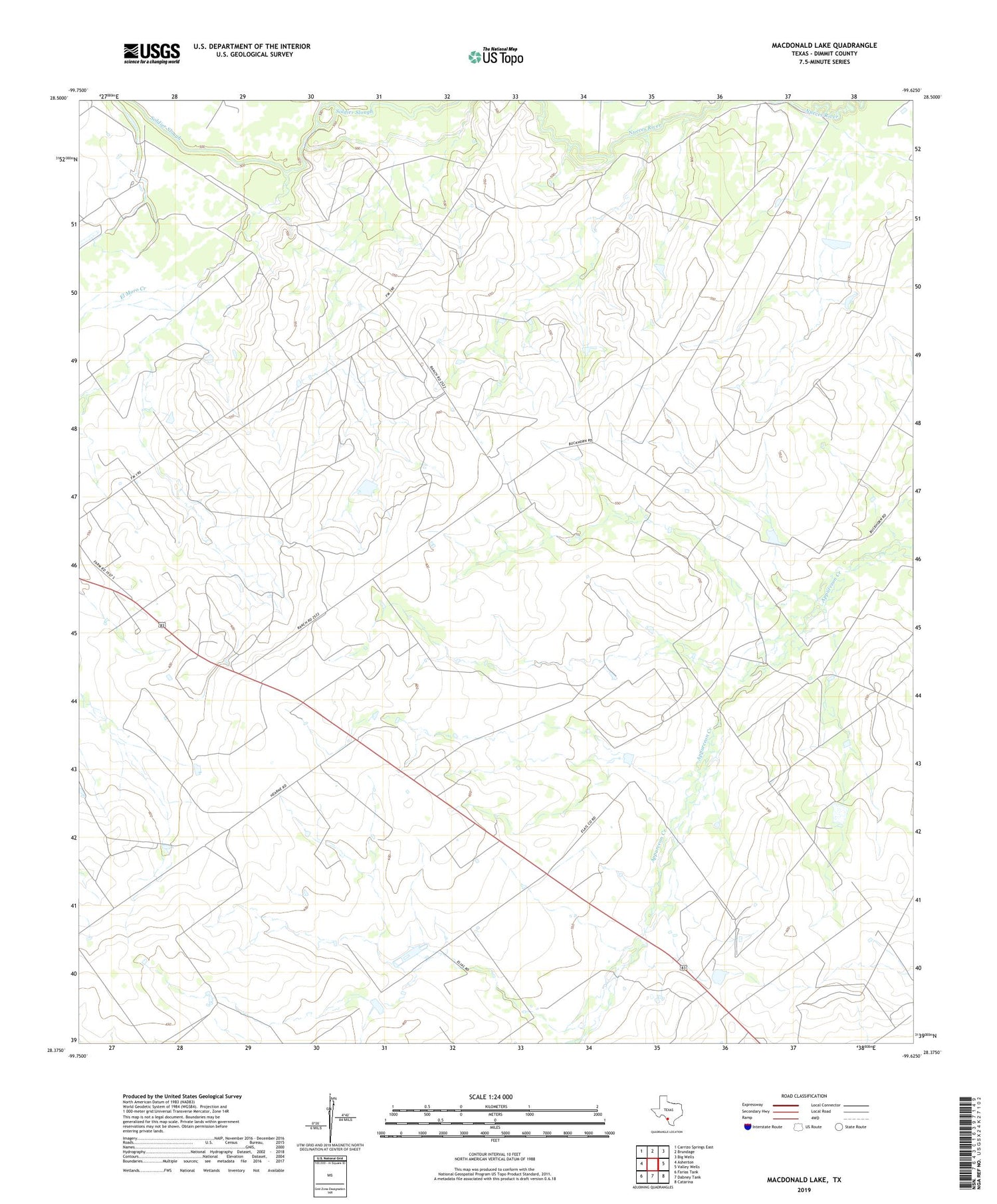MacDonald Lake Texas US Topo Map Image