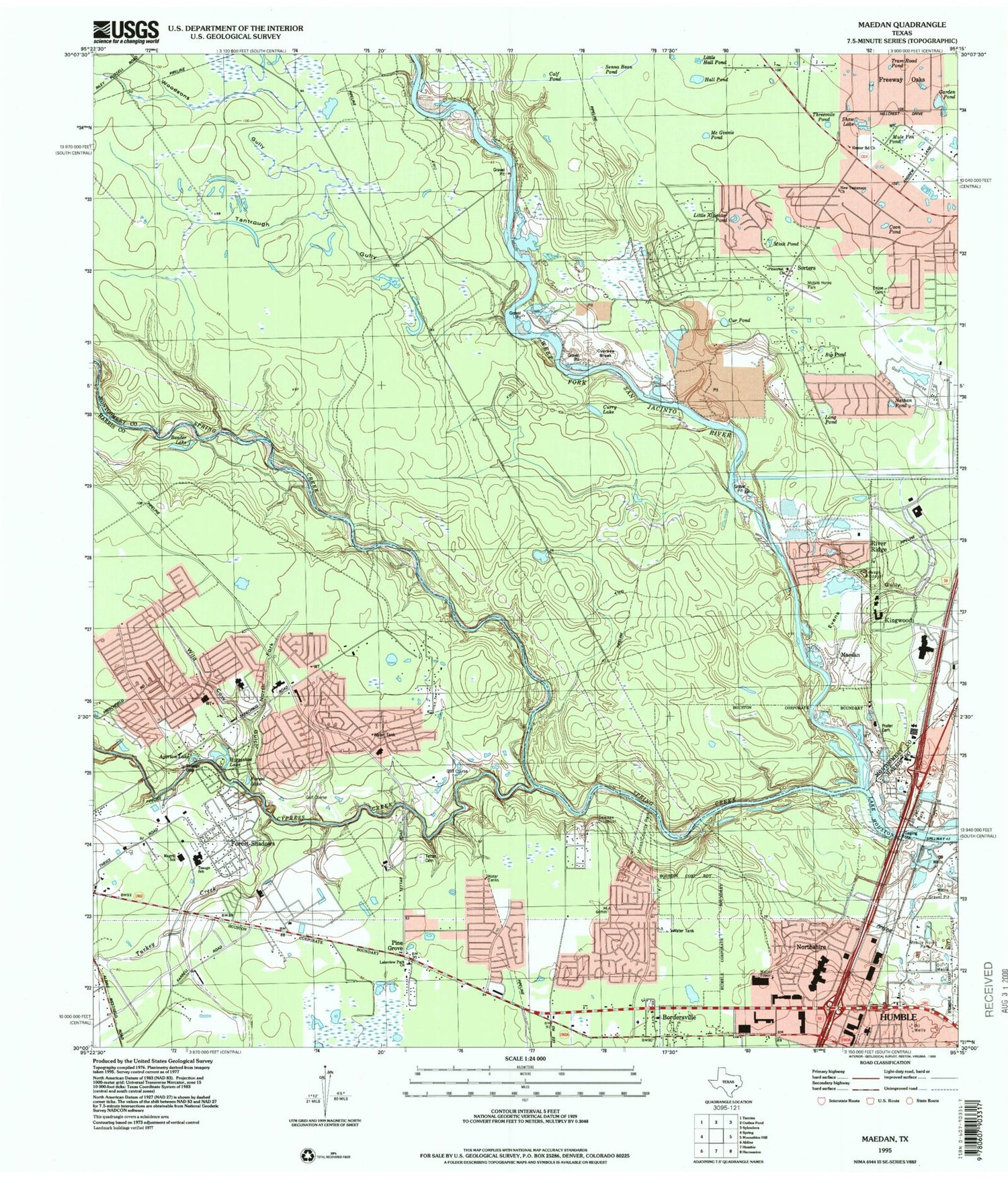 Classic USGS Maedan Texas 7.5'x7.5' Topo Map Image