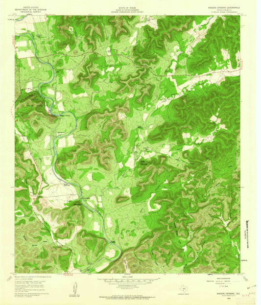 Classic USGS Magers Crossing Texas 7.5'x7.5' Topo Map Image