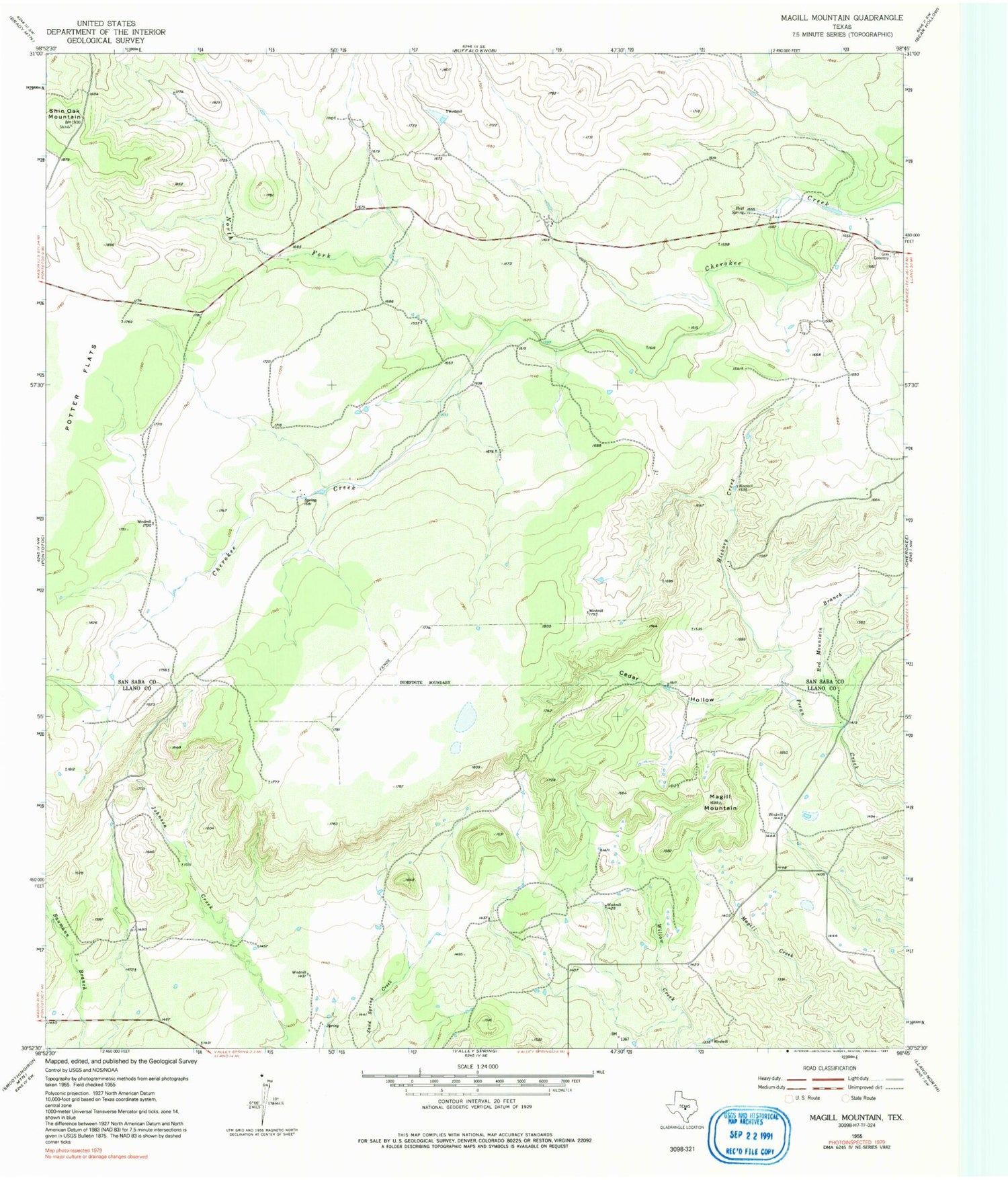 Classic USGS Magill Mountain Texas 7.5'x7.5' Topo Map Image