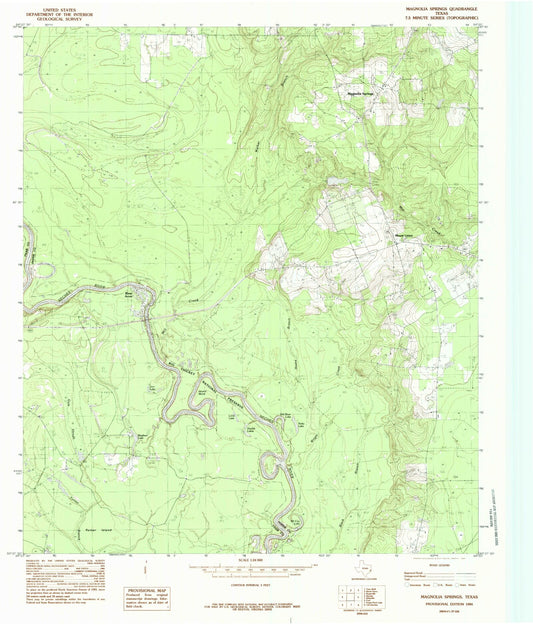 Classic USGS Magnolia Springs Texas 7.5'x7.5' Topo Map Image
