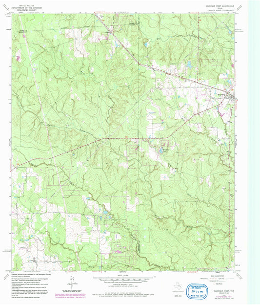 Classic USGS Magnolia West Texas 7.5'x7.5' Topo Map Image