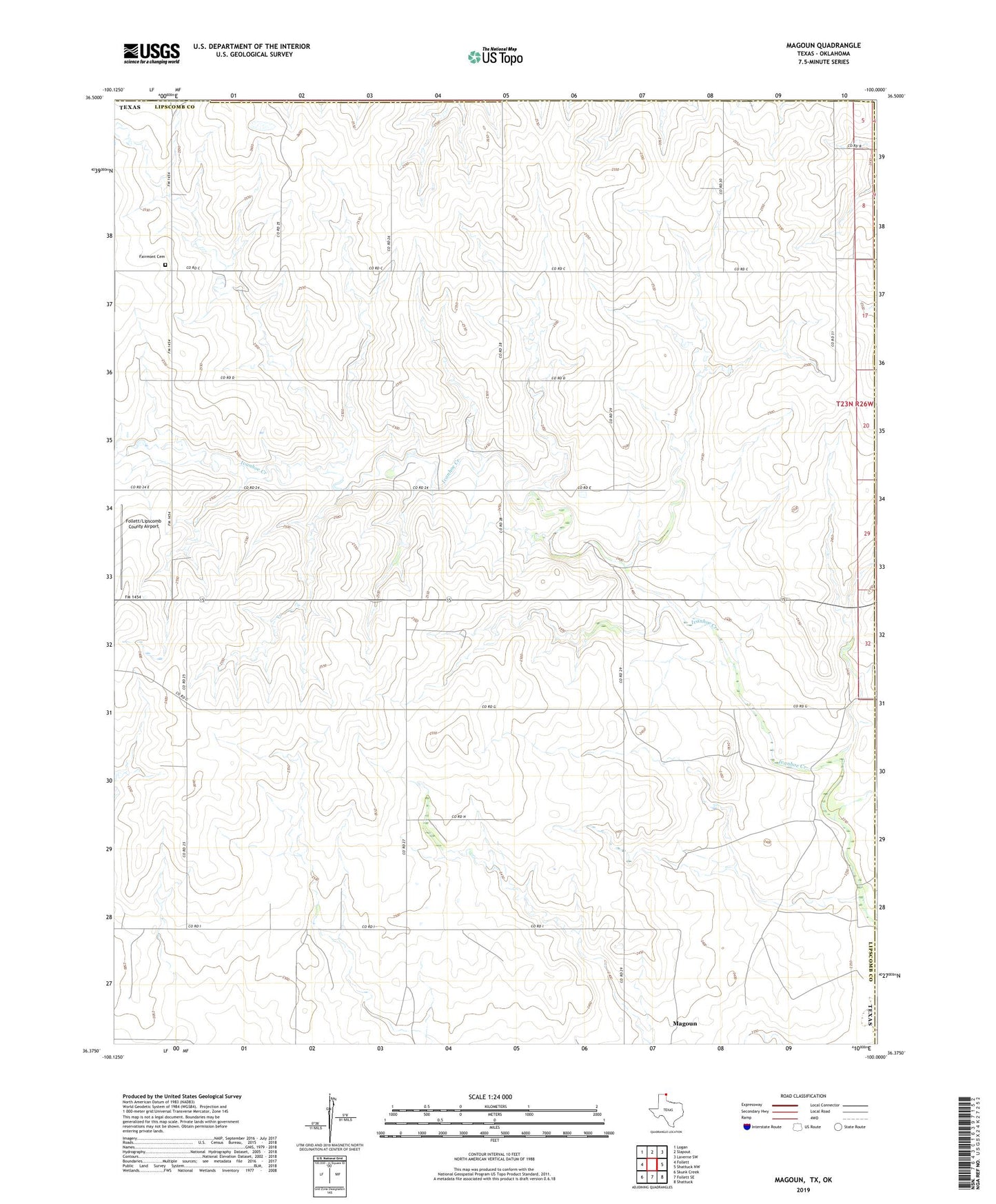Magoun Texas US Topo Map Image