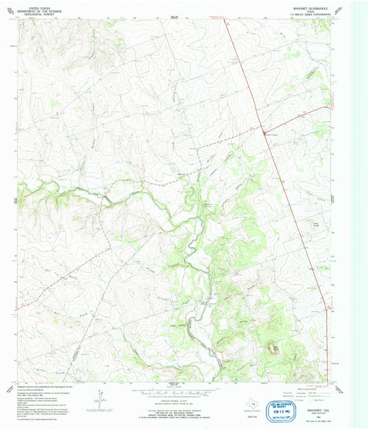 Classic USGS Mahomet Texas 7.5'x7.5' Topo Map Image