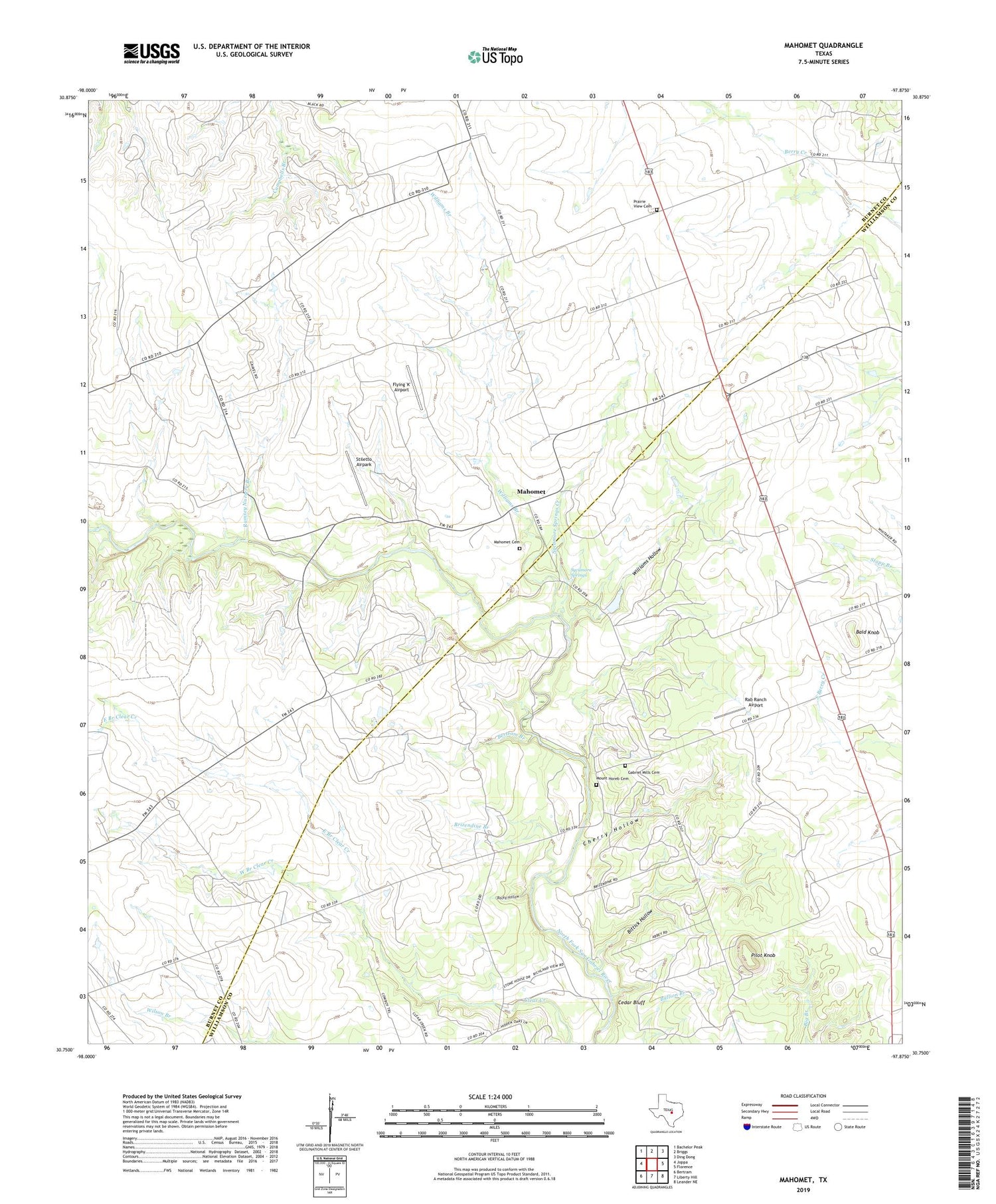 Mahomet Texas US Topo Map Image