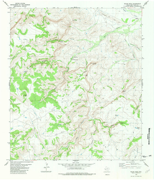 Classic USGS Major Peak Texas 7.5'x7.5' Topo Map Image