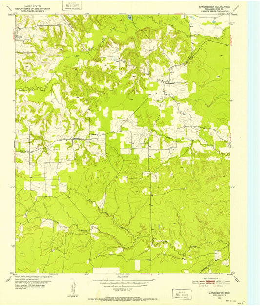 Classic USGS Manchester Texas 7.5'x7.5' Topo Map Image