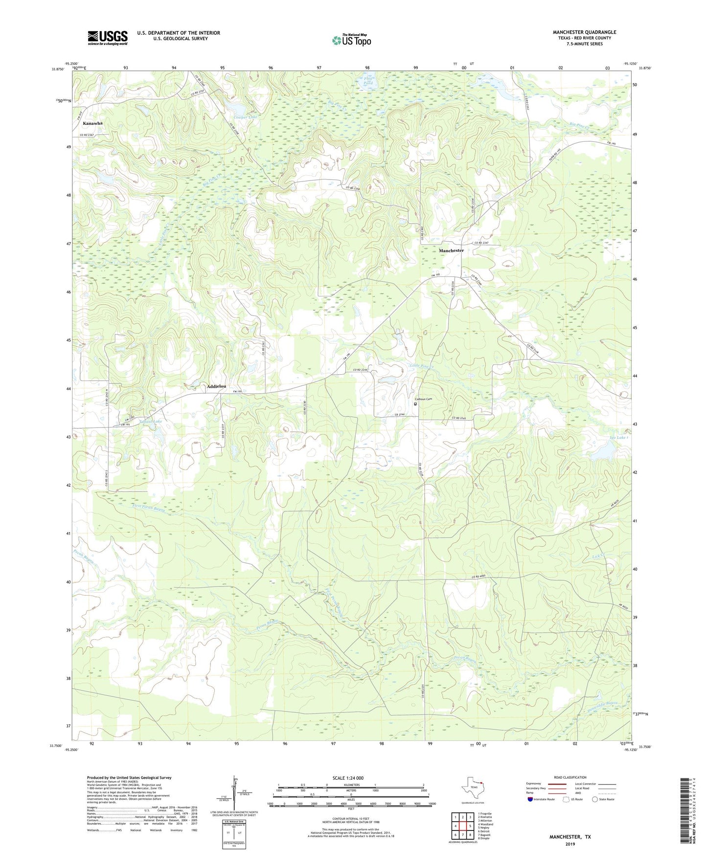 Manchester Texas US Topo Map Image