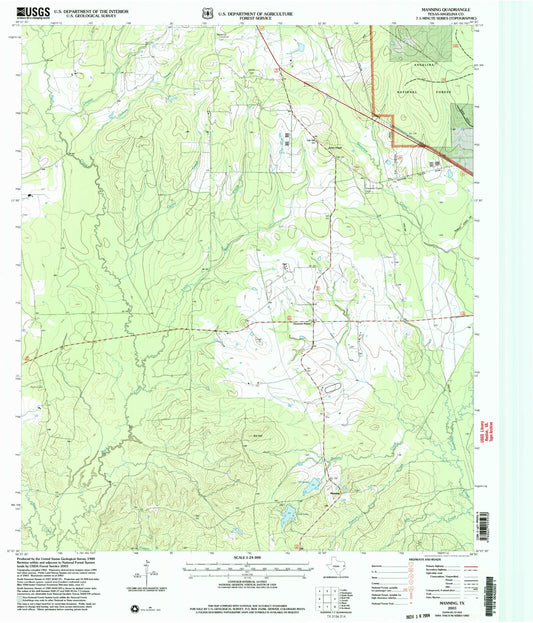 Classic USGS Manning Texas 7.5'x7.5' Topo Map Image