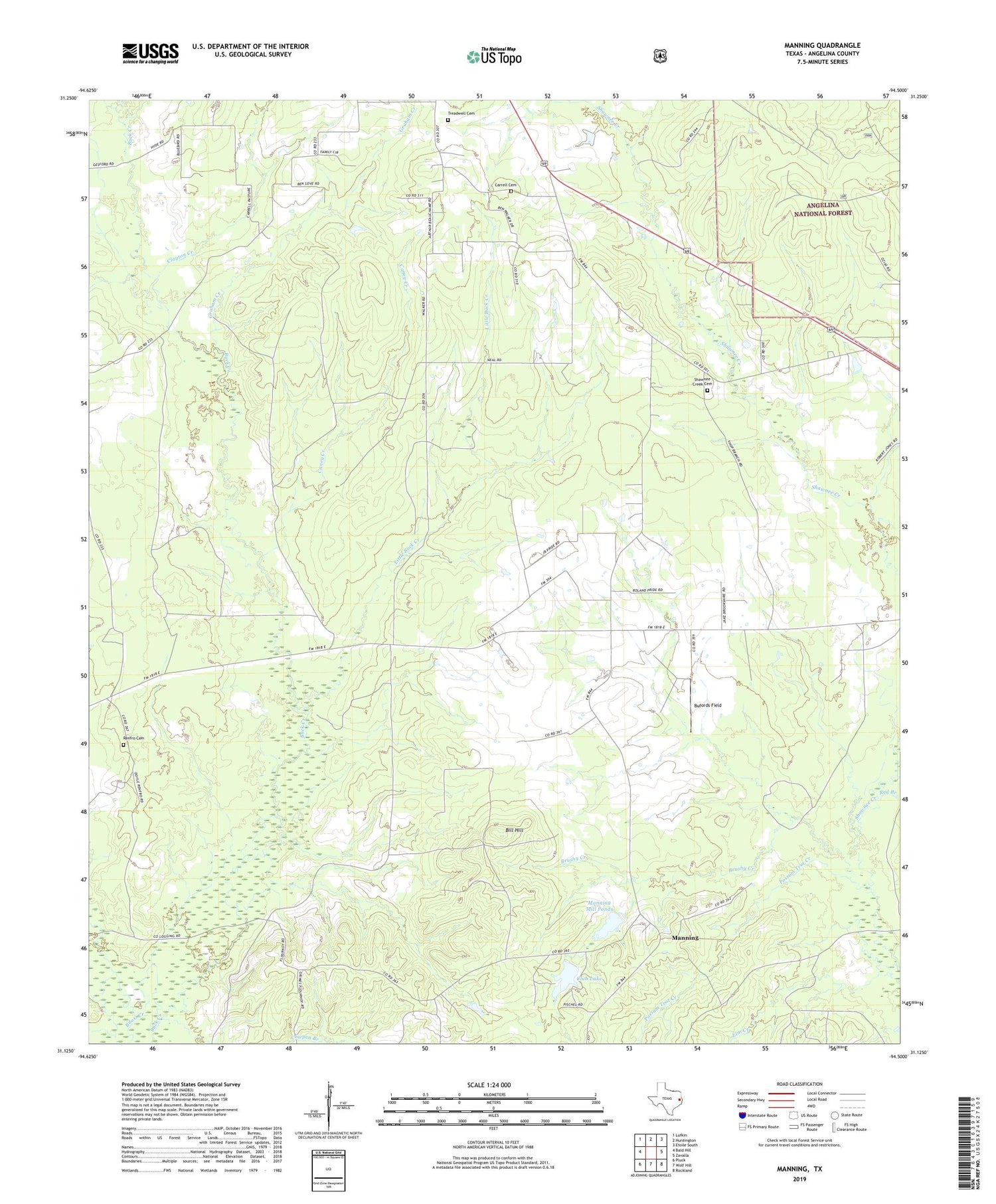 Manning Texas US Topo Map Image