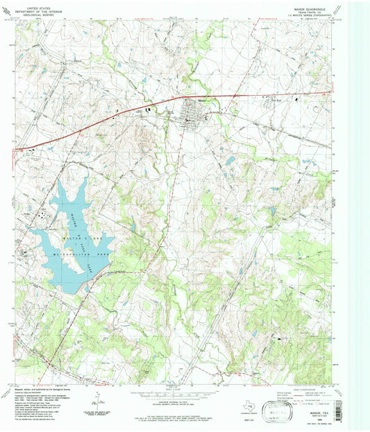 Classic USGS Manor Texas 7.5'x7.5' Topo Map Image