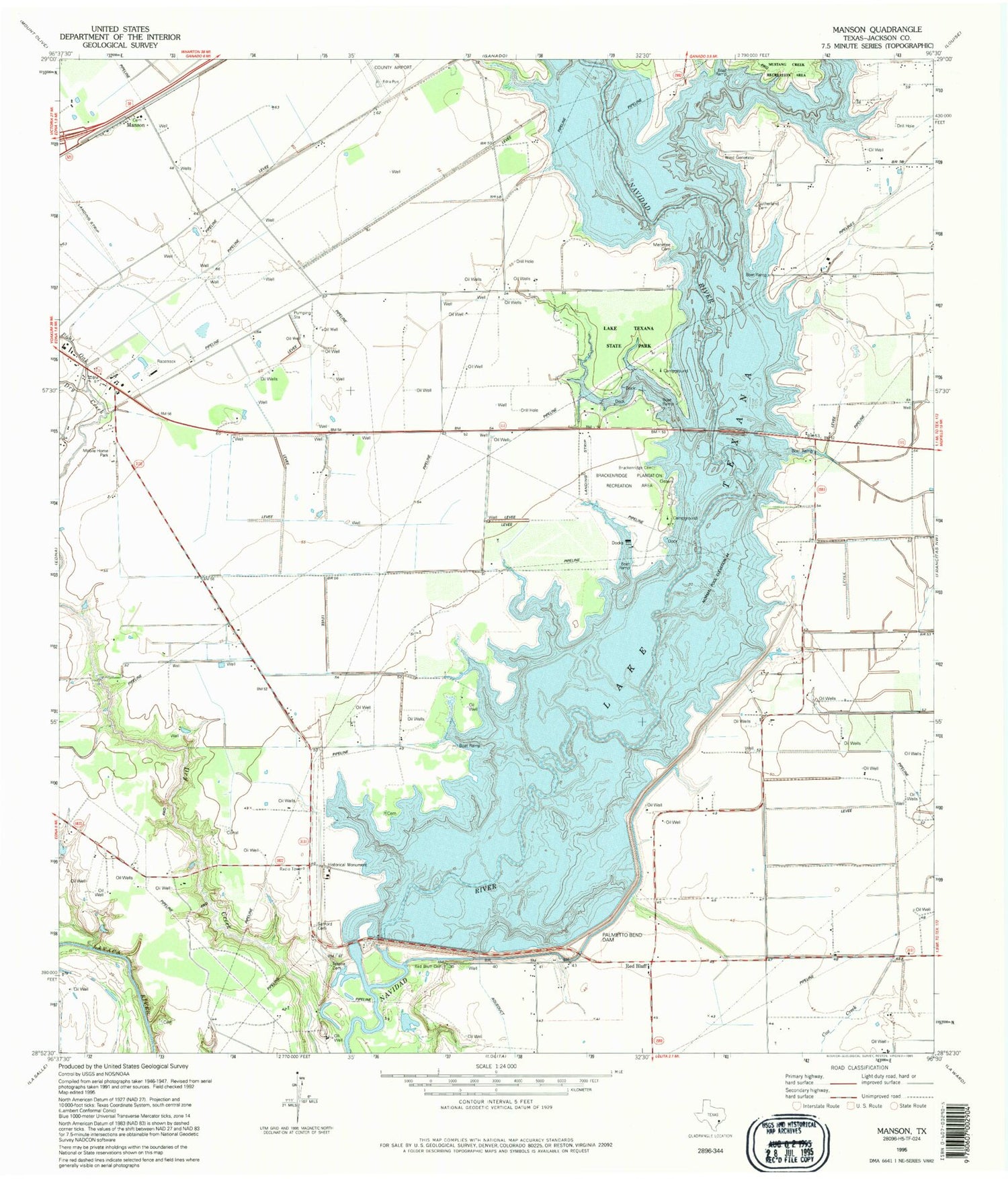 Classic USGS Manson Texas 7.5'x7.5' Topo Map Image