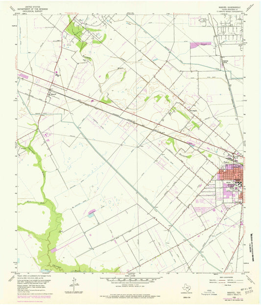 Classic USGS Manvel Texas 7.5'x7.5' Topo Map Image