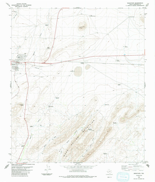 Classic USGS Marathon Texas 7.5'x7.5' Topo Map Image