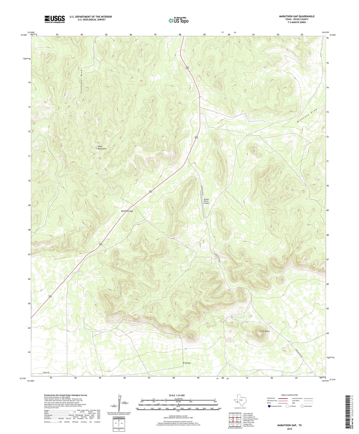 Marathon Gap Texas US Topo Map Image