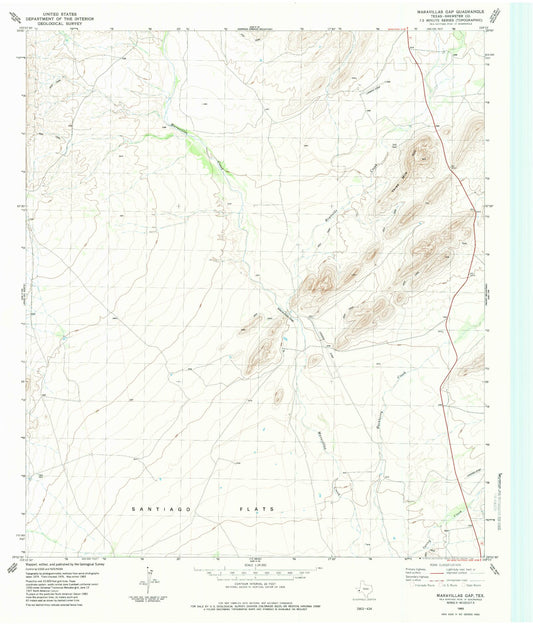 Classic USGS Maravillas Gap Texas 7.5'x7.5' Topo Map Image