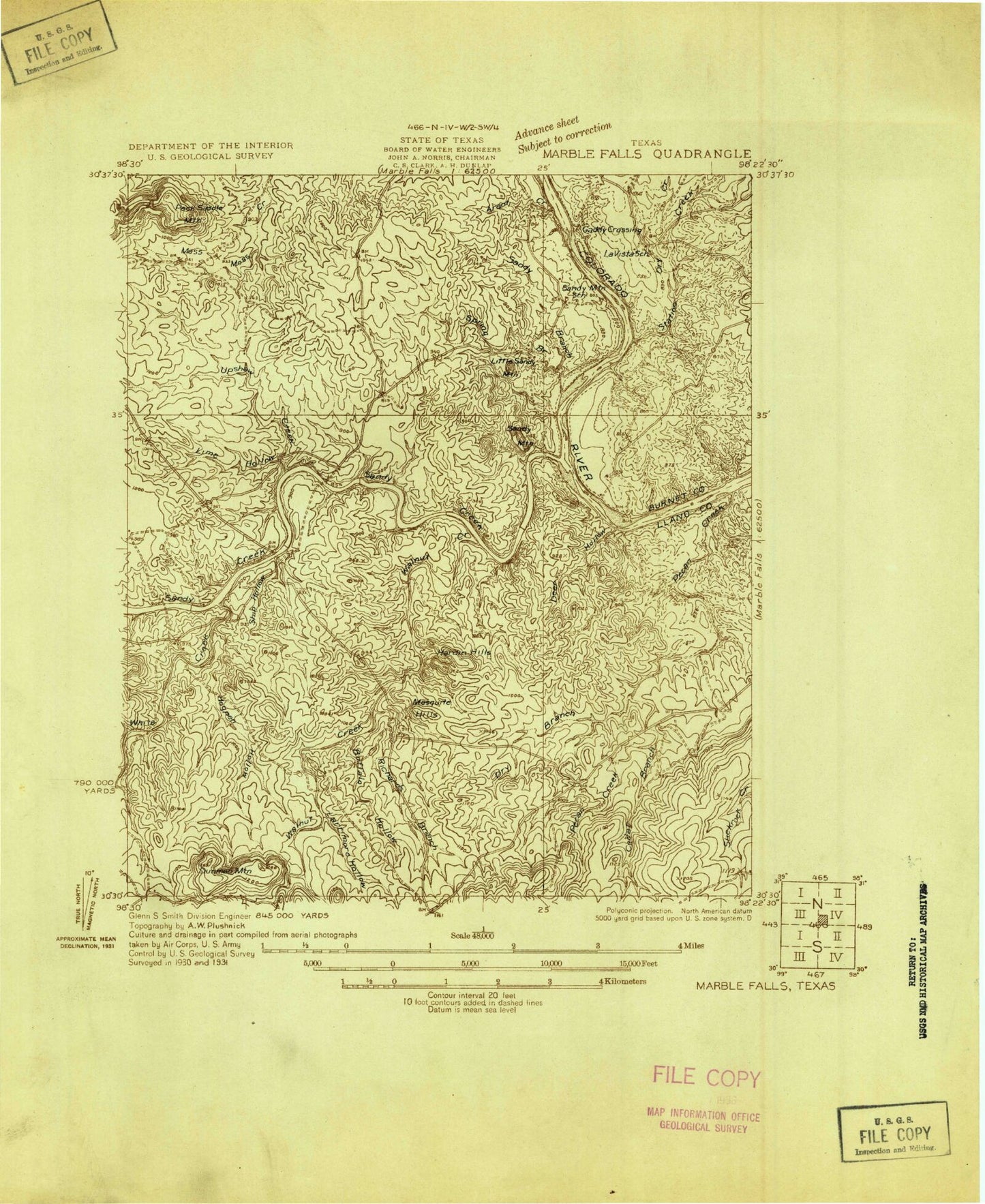 Classic USGS Dunman Mountain Texas 7.5'x7.5' Topo Map Image