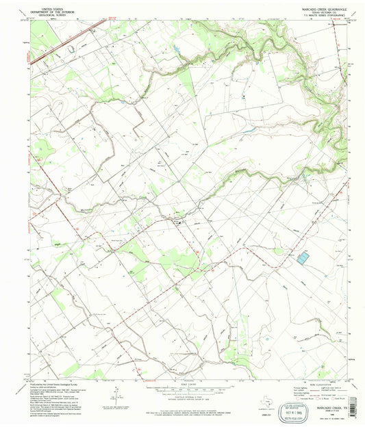 Classic USGS Marcado Creek Texas 7.5'x7.5' Topo Map Image